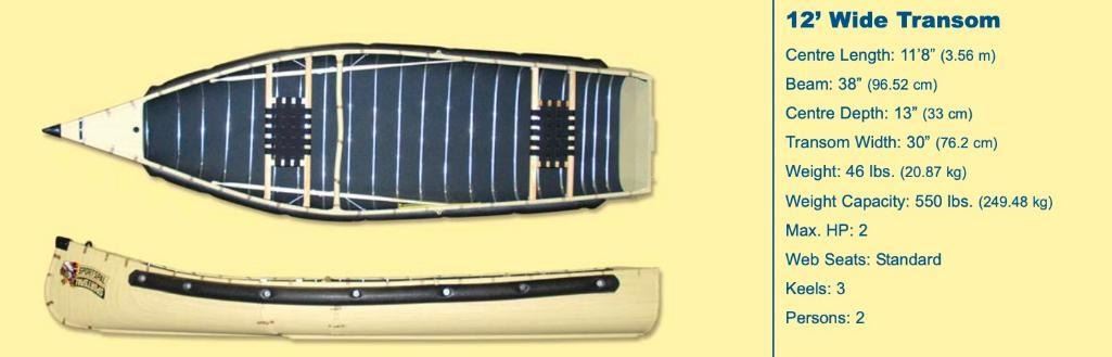Sportspal Aluminum 12 ft Wide Transom canoe (RED) - SPECS: 11'8