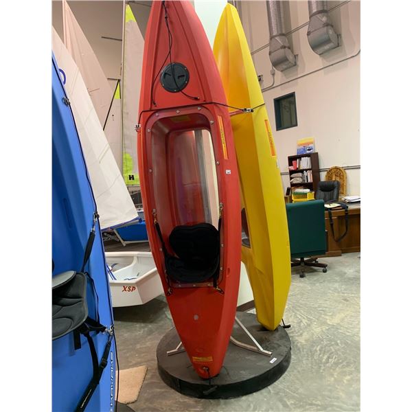KIWI ATLANTIS Solo Clear Hull Kayak (RED) - Specs: 10' L, 28: W, 12" D, 48Lbs, 200Lbs Capacity, Clea