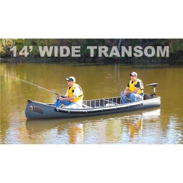 Sportspal Aluminum 14 ft Wide Transom canoe (RED) - SPECS: 13'8", 38" width, 13" Deep, 56lbs weight,