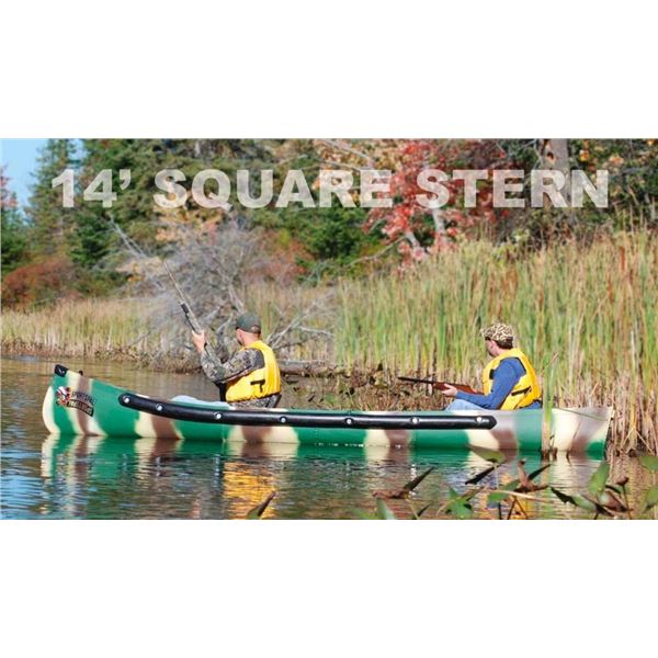 Sportspal Aluminum 14 ft square stern canoe (RED) - SPECS: 13'6", 38" width, 13" Deep, 44lbs weight,