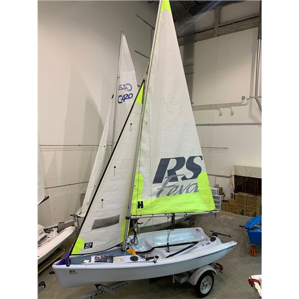RS Feva Sailboat - Specs: 3.64m L, 1.42 Beam , 63KG Weight, alloy mast & boom, Includes all accessor