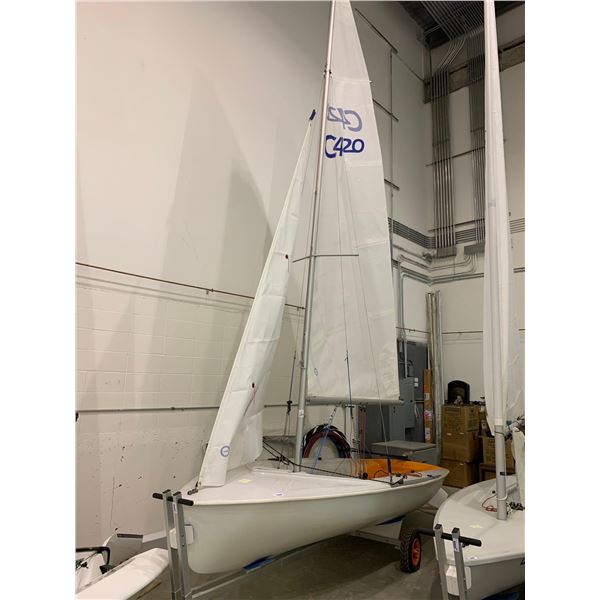 ZIM CLUB 420 Sail Boat - Specs" 13'9" L, 5'5" Beam, 2.95' Draft, 230Lbs weight includes sail and all