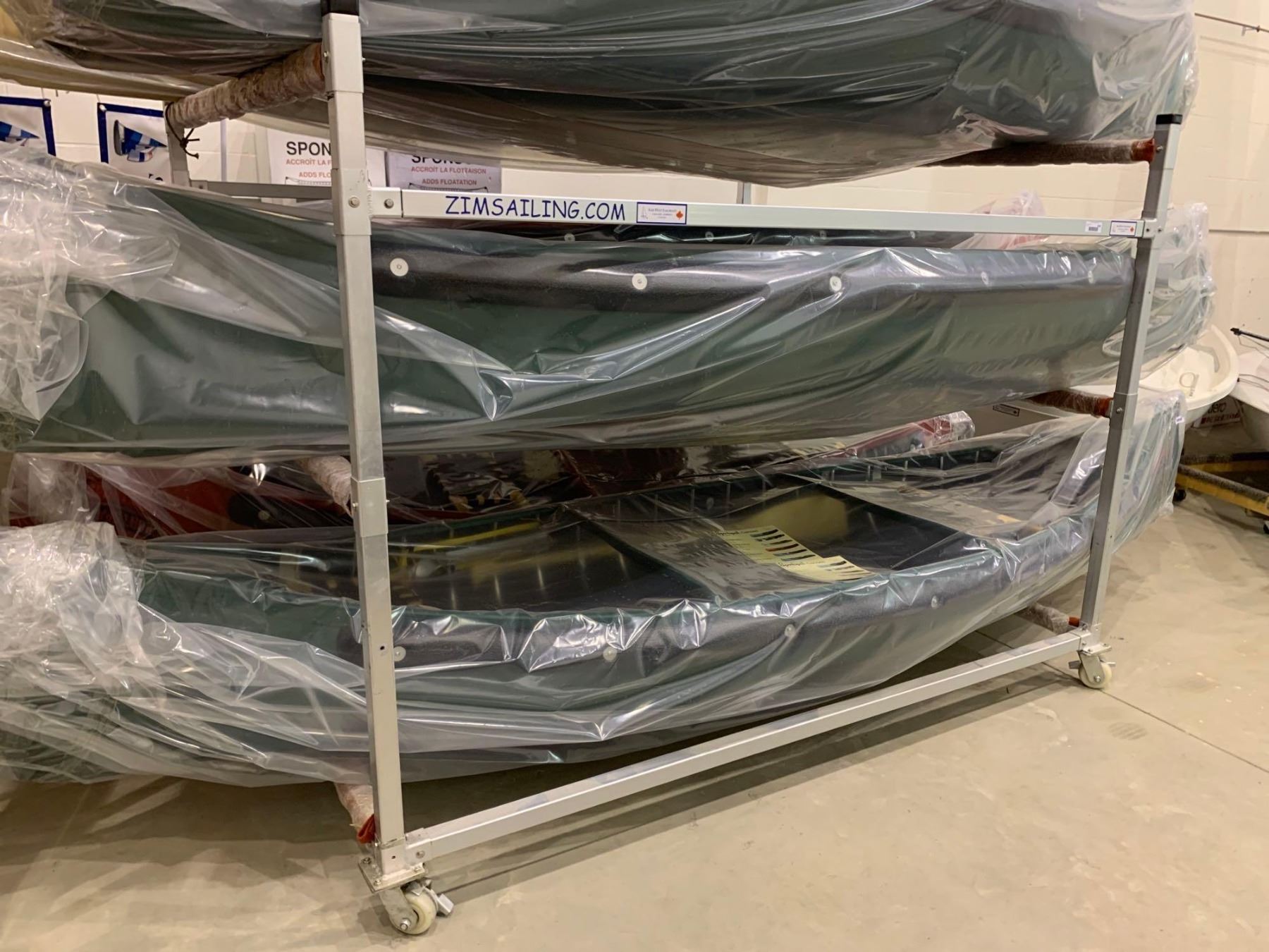 ZIM SAILING Aluminum 6 boat storage rack on wheels