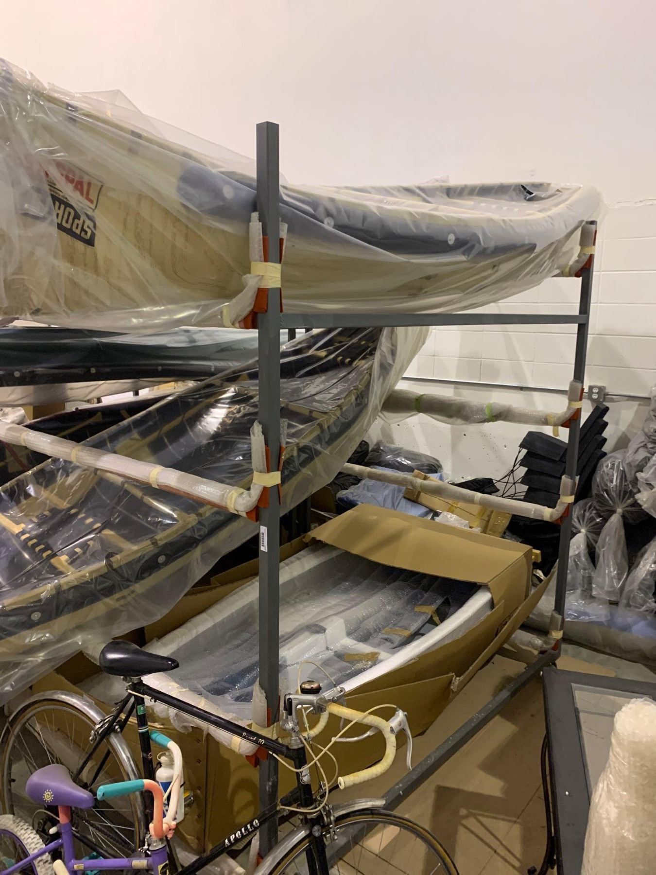 Custom Made Steel 6 boat storage rack on wheels