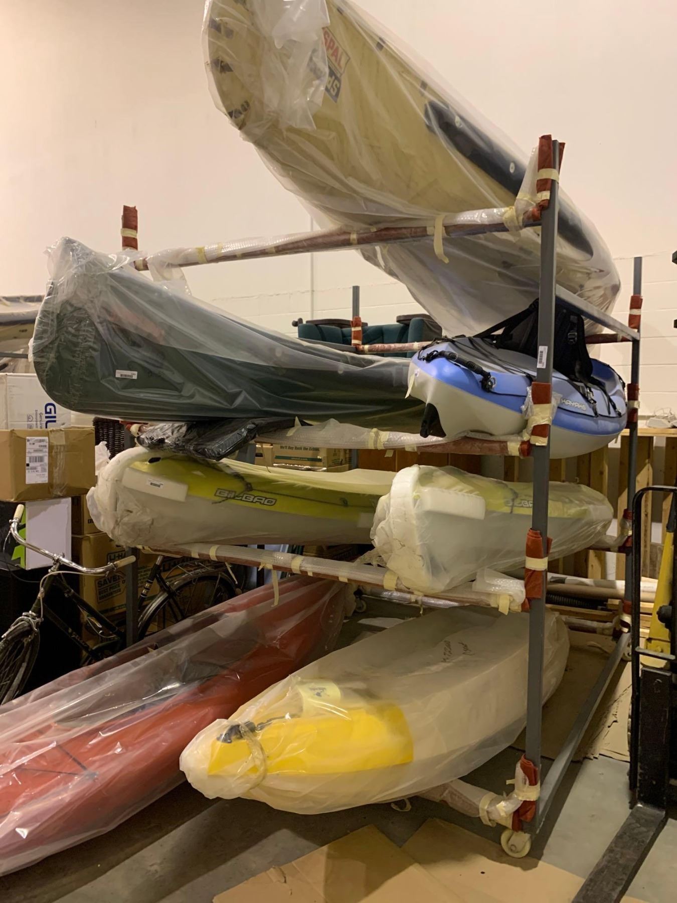 Custom Made Steel 6 boat storage rack on wheels