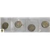 Image 1 : 1960/61/62/64 CDN SILVER 50 CENT COINS LOT OF 4