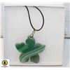 Image 1 : GREEN AGATE FLOWER SHAPE PENDANT NECKLACE 18"