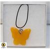 Image 1 : YELLOW AGATE BUTTERFLY RHINESTONE BAIL PENDANT