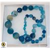 Image 1 : BLUE FACTED AGATE GRADUATED KNOTTED NECKLACE 18