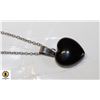 Image 1 : BLACK ONYX HEART PENDANT NECKLACE 22 INCH