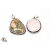 Image 1 : #81-NATURAL MOOKAITE & PINK ROSE QZ PENDANT