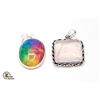 Image 1 : #52-NATURAL PINK ROSE QZ & RAINBOW SOLAR QZ PENDAN