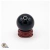 Image 1 : #191-NATURAL BLACK OBSIDIAN SPHERE BALL +STAND 30M