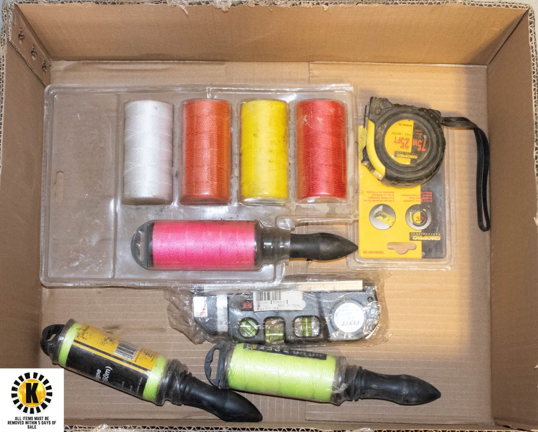 FLAT W/NEW STRING LINE & HOLDERS, TAPE MEASURE