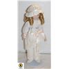 Image 1 : PORCELAIN DOLL WITH LONG BLOND HAIR WITH STAND
