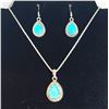 Image 1 : 21)  SET OF PEAR SHAPED TURQUOISE PENDANT ON 22"