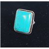 Image 1 : 23)  RECTANGULAR CUT TURQUOISE SIZE 6.75 RING
