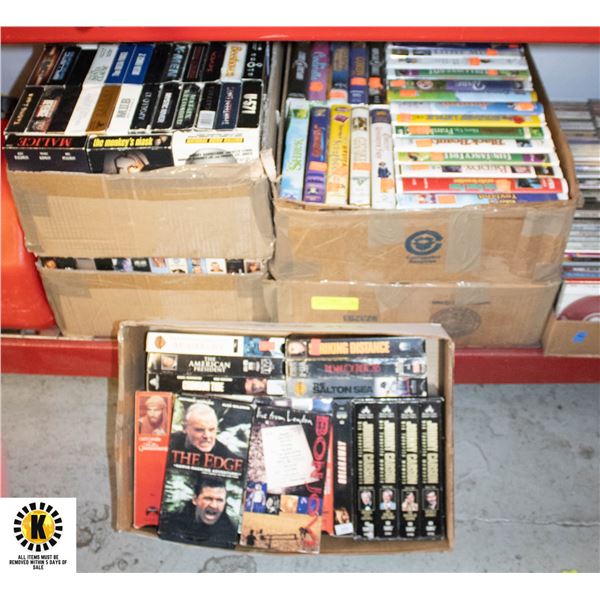 OVER 170 ASSORTED VHS (5 BOXES)