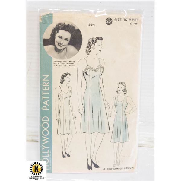 1941 HOLLYWOOD SEWING PATTERN