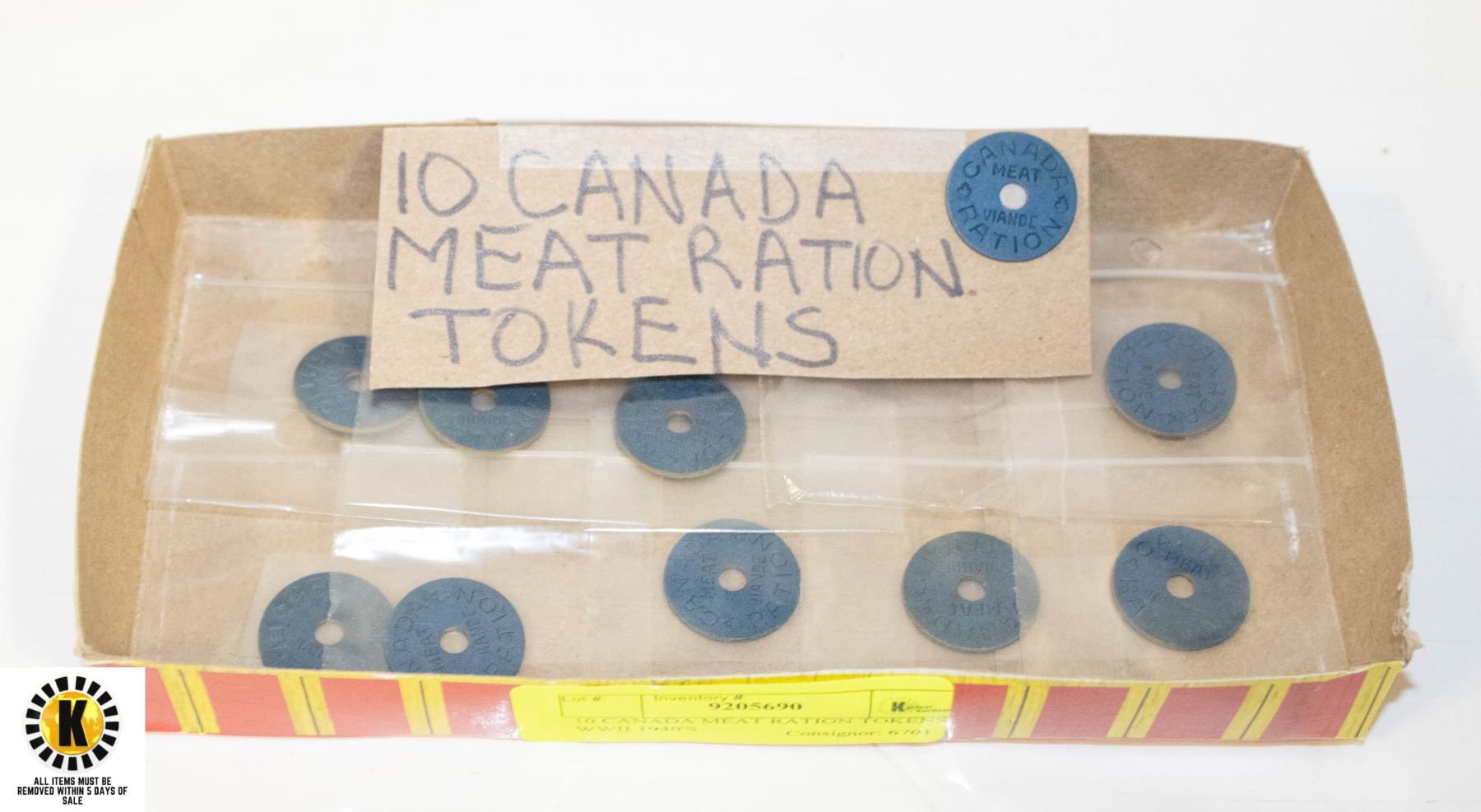 10 CANADA MEAT RATION TOKENS WWII 1940'S