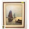 Image 1 : FRAMED SAIL BOATS OIL PAINTING 20.25" X 24"