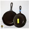 Image 1 : TWO CAST IRON FRYING PANS 8 INCH AND 9 INCH