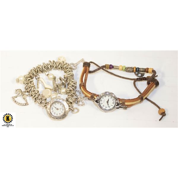 2 ESTATE QUARTZ CHARM BRACELET WATCHES FROM