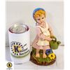 Image 1 : VINTAGE GARE INC 1972 CERAMIC GIRL W/WATERING CAN