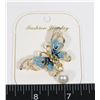 Image 1 : NEW GOLD TONE BLUE BUTTERFLY WITH RHINESTONE