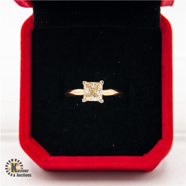 14 KARAT YELLOW GOLD WITH PRINCESS CUT MOISSANITE