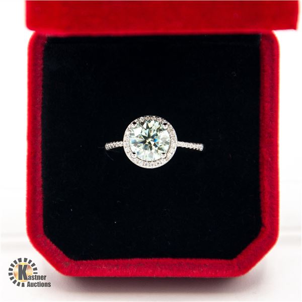 2.00 CARAT CENTER MOISSANITE VVS WITH 35 IN A HALO