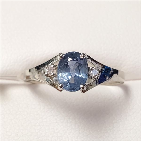 BZ1697-151 10K SAPPHIRE(1CT) DIAMOND(0.06CT) RING