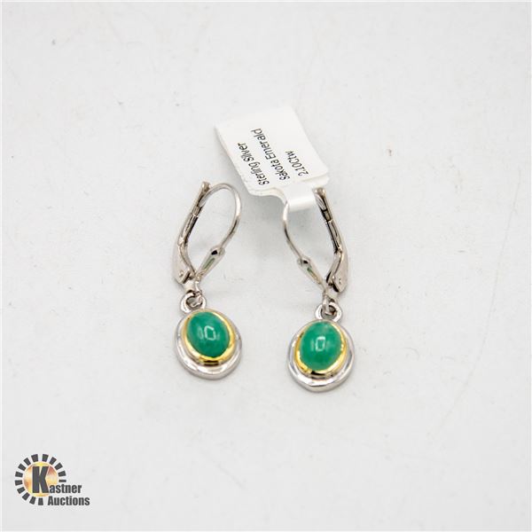 JP594-237 SILVER EMERALD(2.1CT) EARRINGS