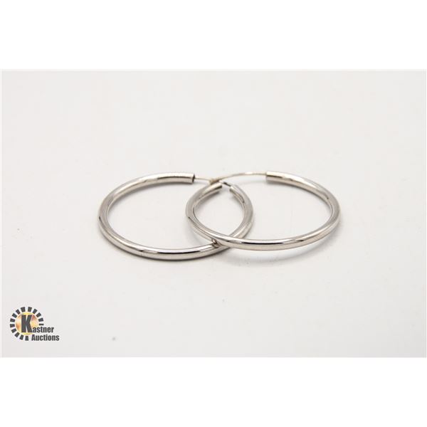 JP594-224 SILVER LARGE HOOP EARRINGS