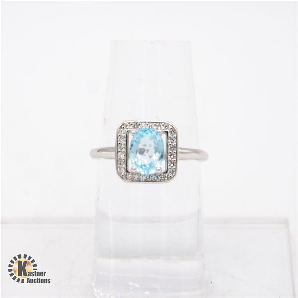 JP594-217 SILVER RHODIUM PLATED BLUE TOPAZ(1CT)