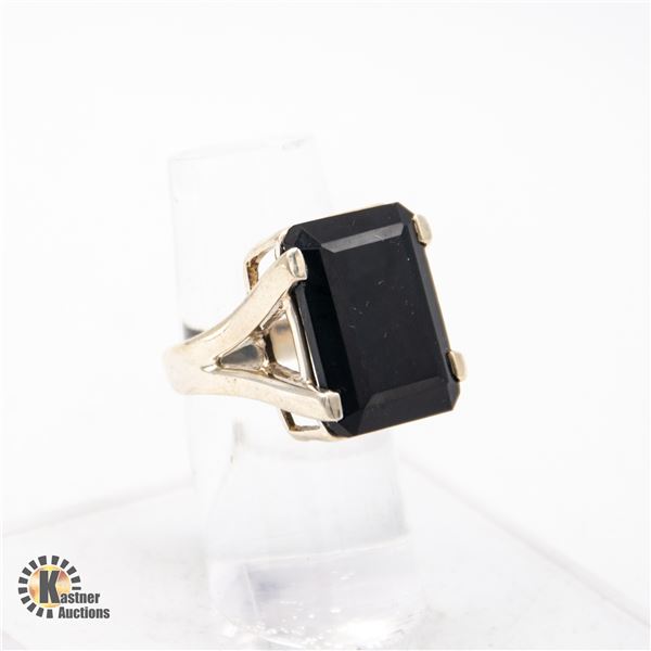 JP594-223 SILVER BLACK ONYX RING