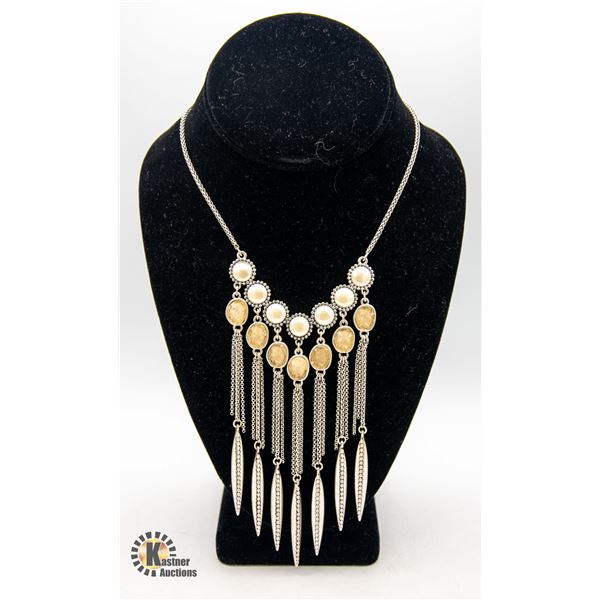 NEW GEMSTONE & PEARL STYLE NECKLACE