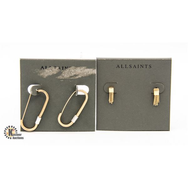 2 PAIRS OF ALL SAINTS EARRINGS NEW