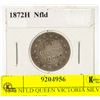 Image 1 : 1872 NFLD QUEEN VICTORIA SILVER TWENTY CENT