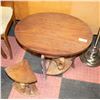 Image 1 : VINTAGE TABLE & 4PC CARVED ELEPHANT NESTING STOOLS