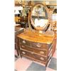 Image 1 : ANTIQUE 3 DRAWER WOOD DRESSER W/MIRROR AND WOOD