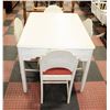 Image 1 : PAINTED WHITE WOOD ANTIQUE KITCHEN TABLE WITH 4