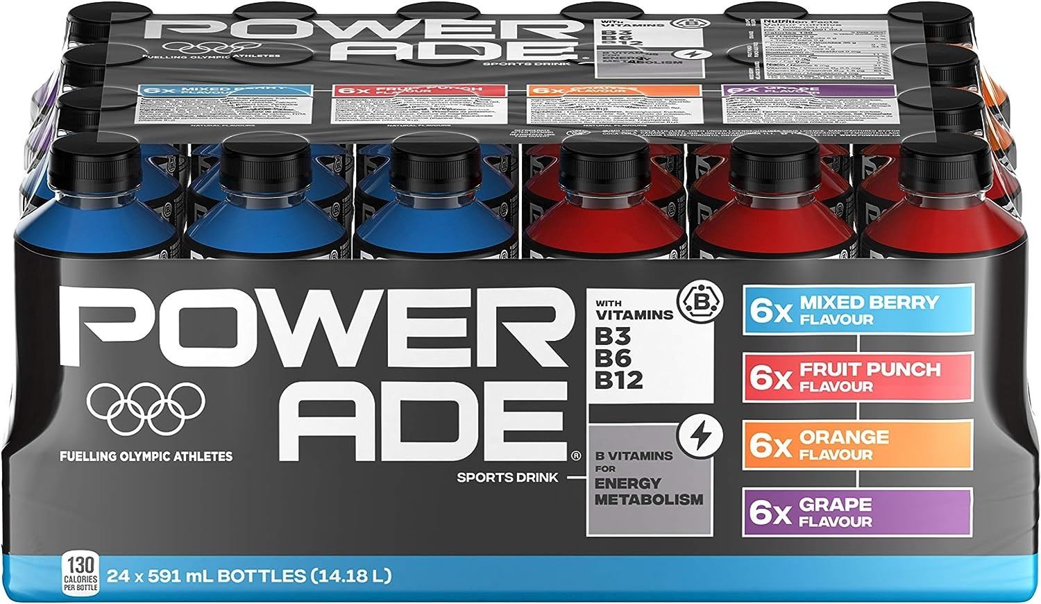 CASE WITH 24 591ML BOTTLES OF ASSORTED POWERADE