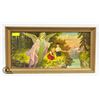 Image 1 : VINTAGE FRAMED PRINT- ANGEL & CHILDREN- 33" X 17"