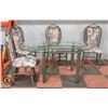 Image 1 : VINTAGE ROUNDED GLASS TOP TABLE WITH 4 CHAIRS