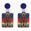 Image 1 : James Lacko Artist - "Tree of Life" Vegan Leather Drop Stud Back Earrings 1