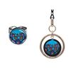 Image 1 : Norval Morrisseau - Vegan Leather Two Way Necklace & Dome Style Adjustable Ring, "Flowers and Birds"