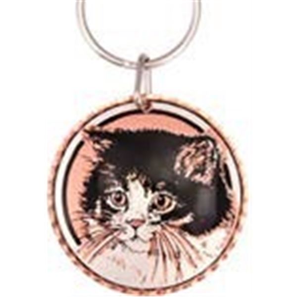 Diamond Cut, Silverplate/Copper Round Key Ring1