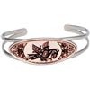 Image 2 : Oval Copper/Silverplated Diamond Cut Bangle Cuff Bracelet 1