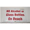 Image 1 : "No Alcohol or glass bottles on beach" sign - 18"x12"